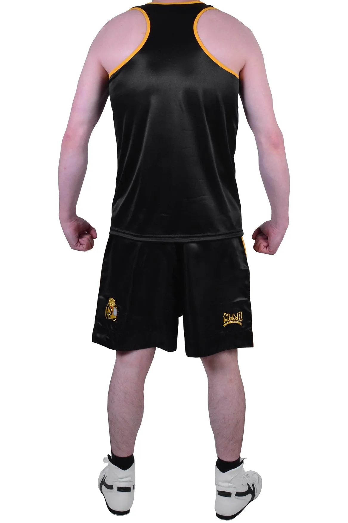 MAR-102A | Black & Yellow Boxing Shorts & Vest