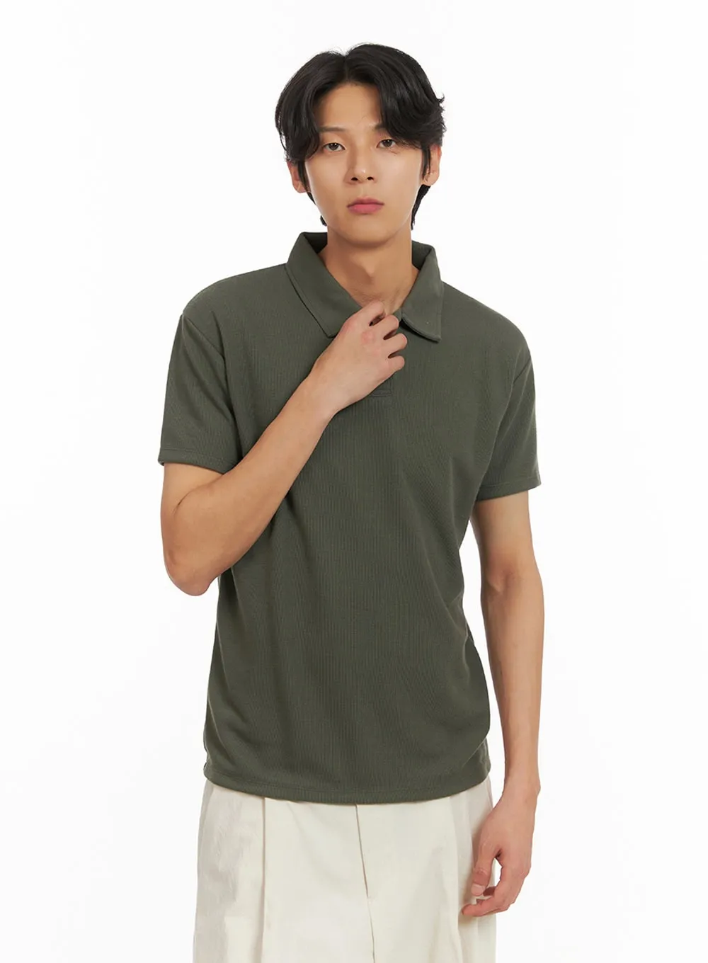 Men's Basic Short Sleeve Polo Shirt (Dark Green) IY416