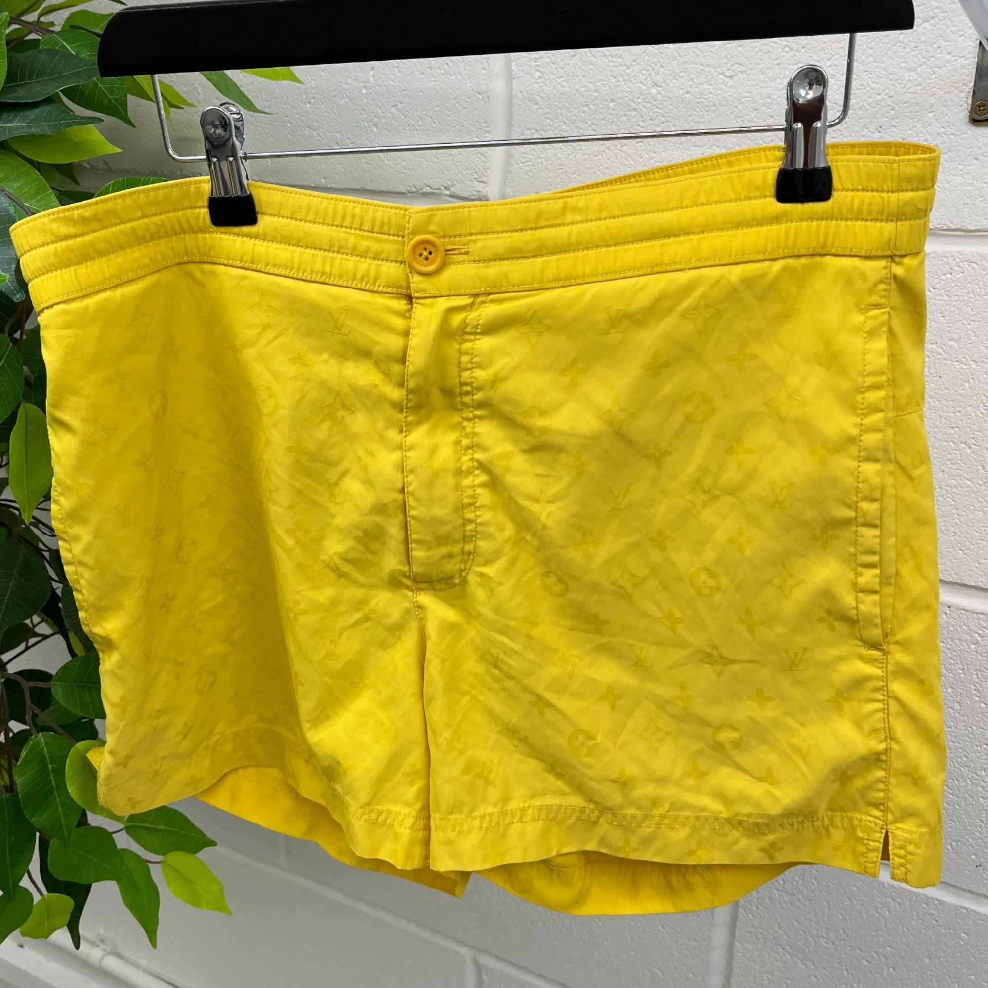 Men's Embroidered Logo Swim Shorts Yellow Size M