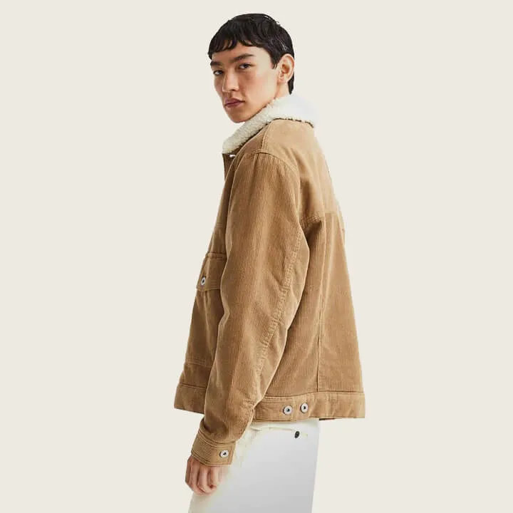 Men's Khaki Shearling Corduroy Jacket