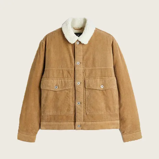 Men's Khaki Shearling Corduroy Jacket