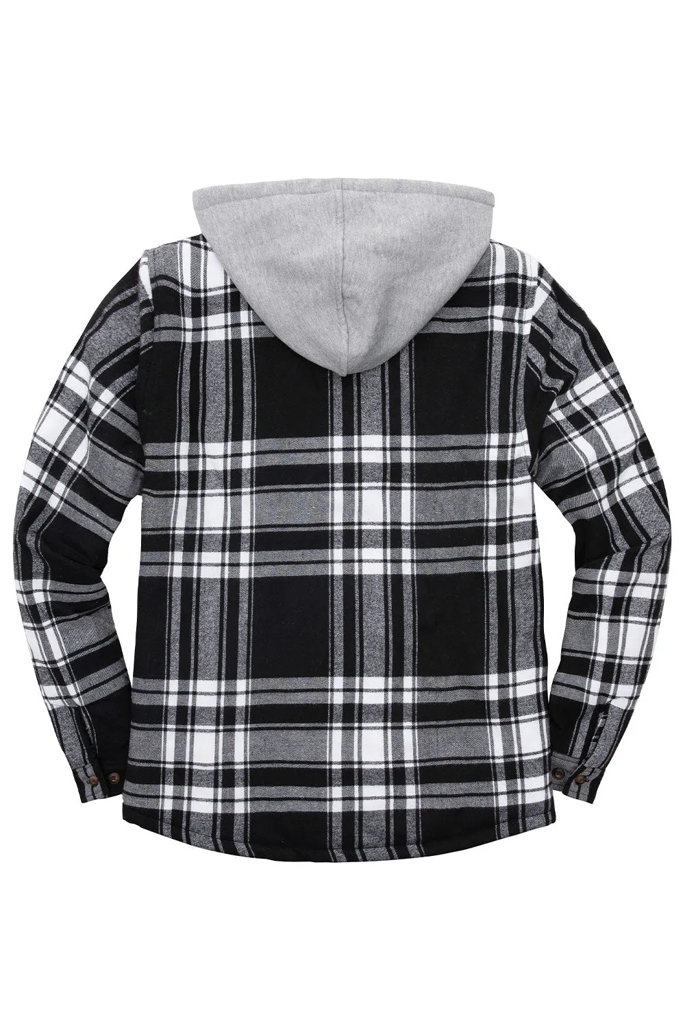 Men's Matching Family Black White Quilted Lined Flannel Hoodie