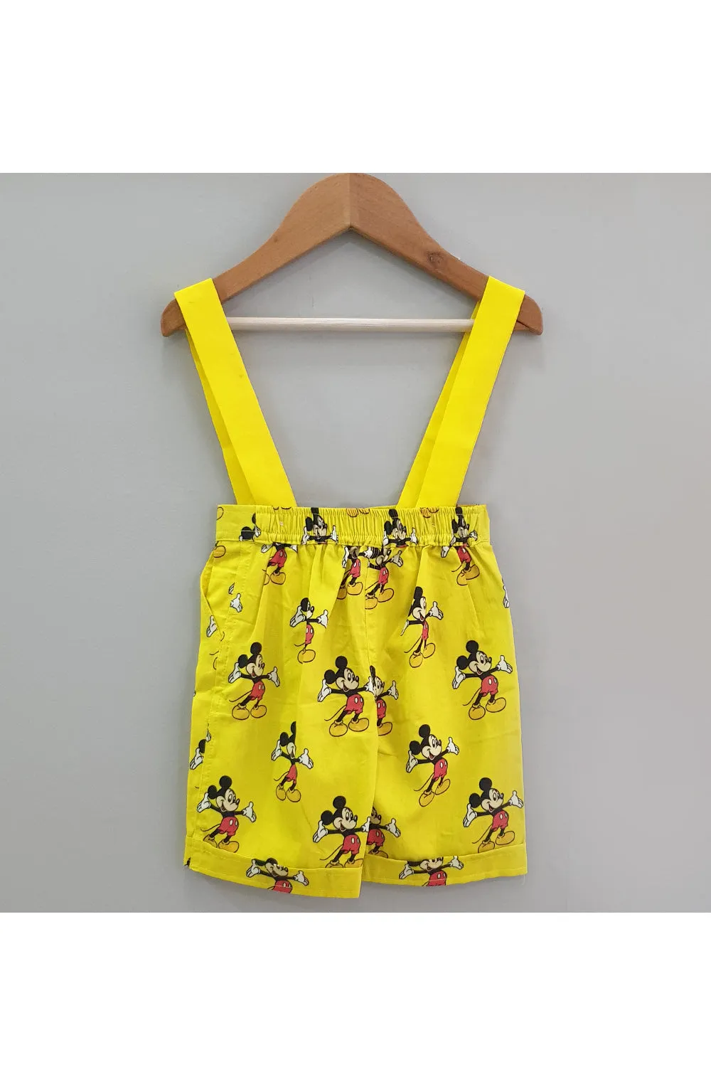 Mickey mouse theme shirt suspender and shorts set with bow