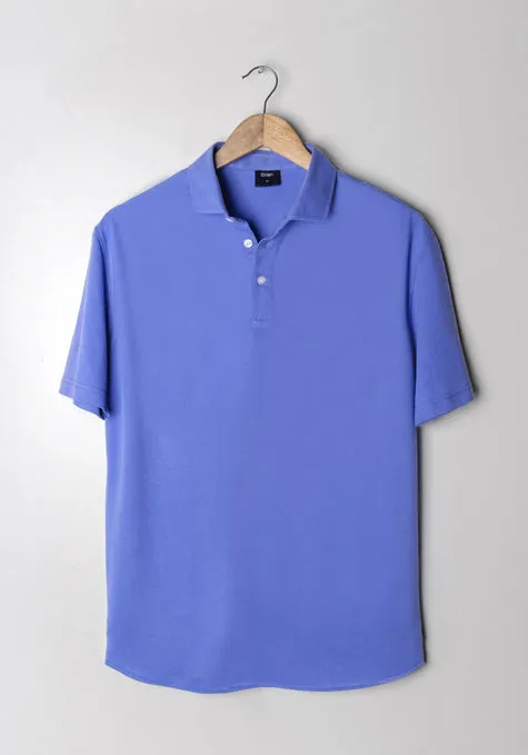 Mid Blue Feather Soft Piqué Half Sleeve Polo Shirt