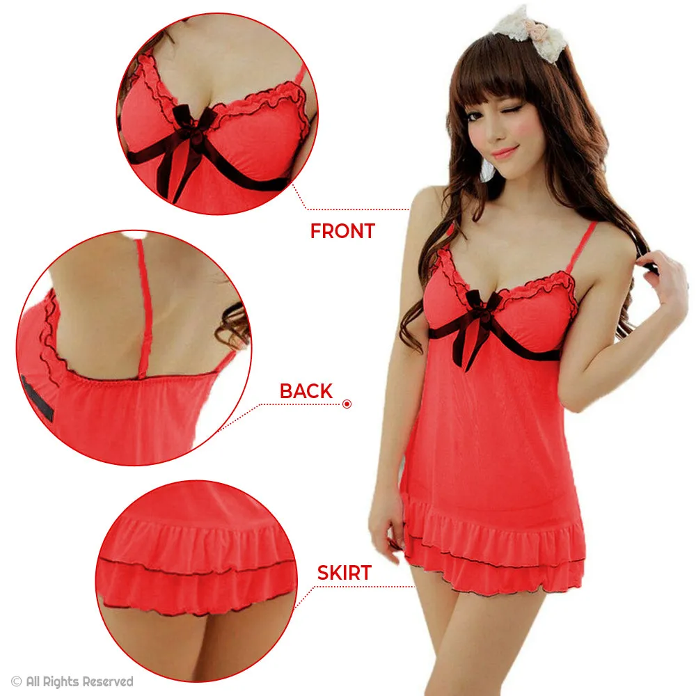 Middle Ribbon Bow Chemise Babydoll