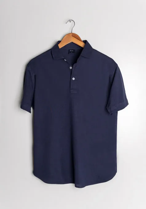 Midnight Blue Feather Soft Piqué Half Sleeve Polo Shirt