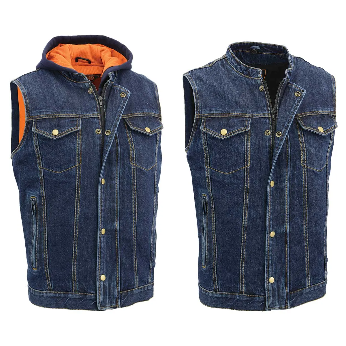 Milwaukee Leather MDM3020 Men's Blue Denim '5-in-1' Club Style Vest