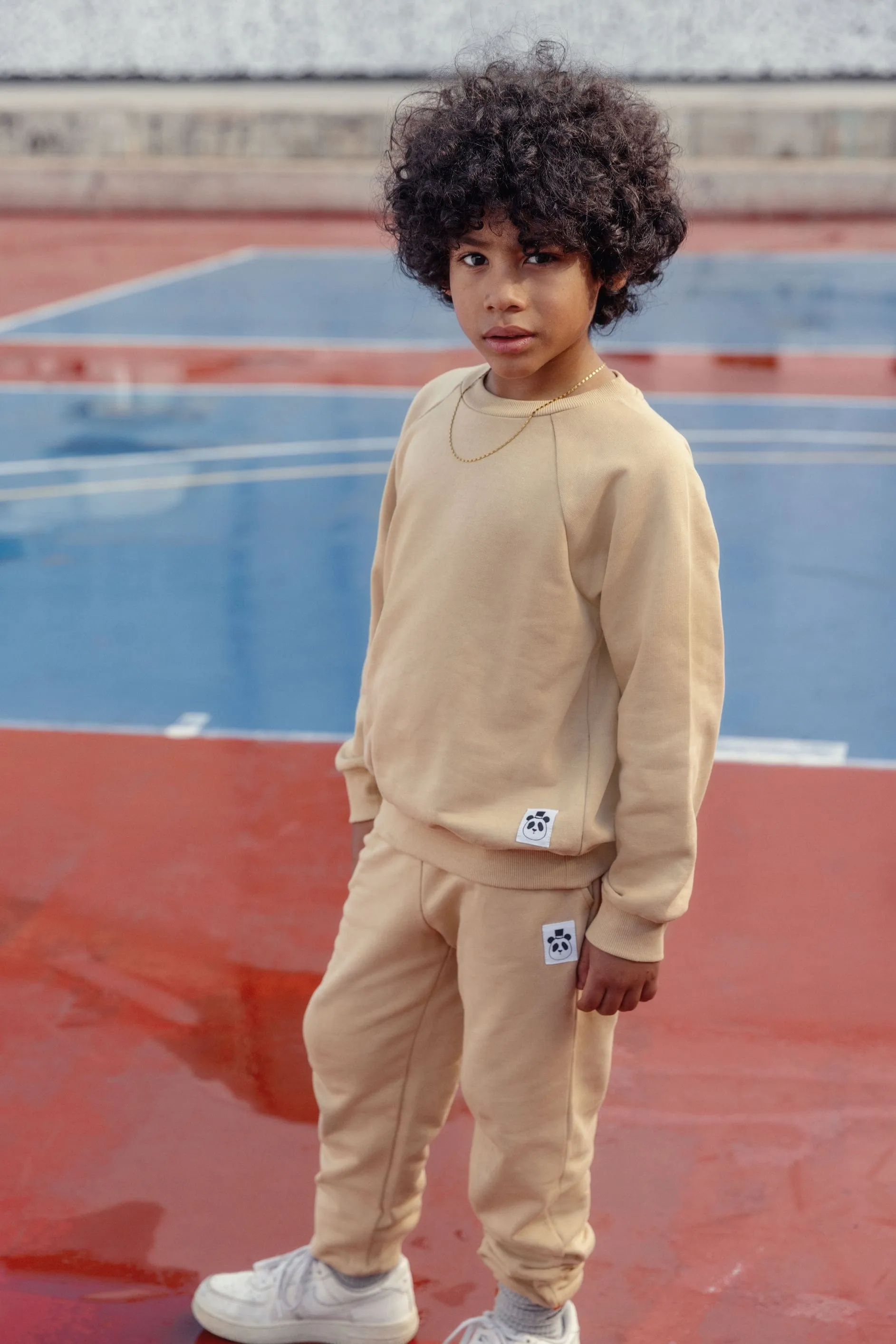 Mini Rodini Kids Logo Joggers in Beige