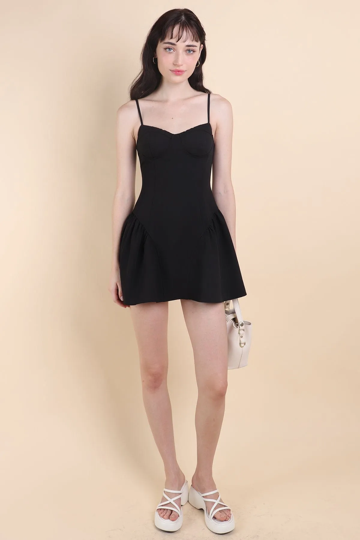 MONA BUSTIER MINI DRESS IN BLACK