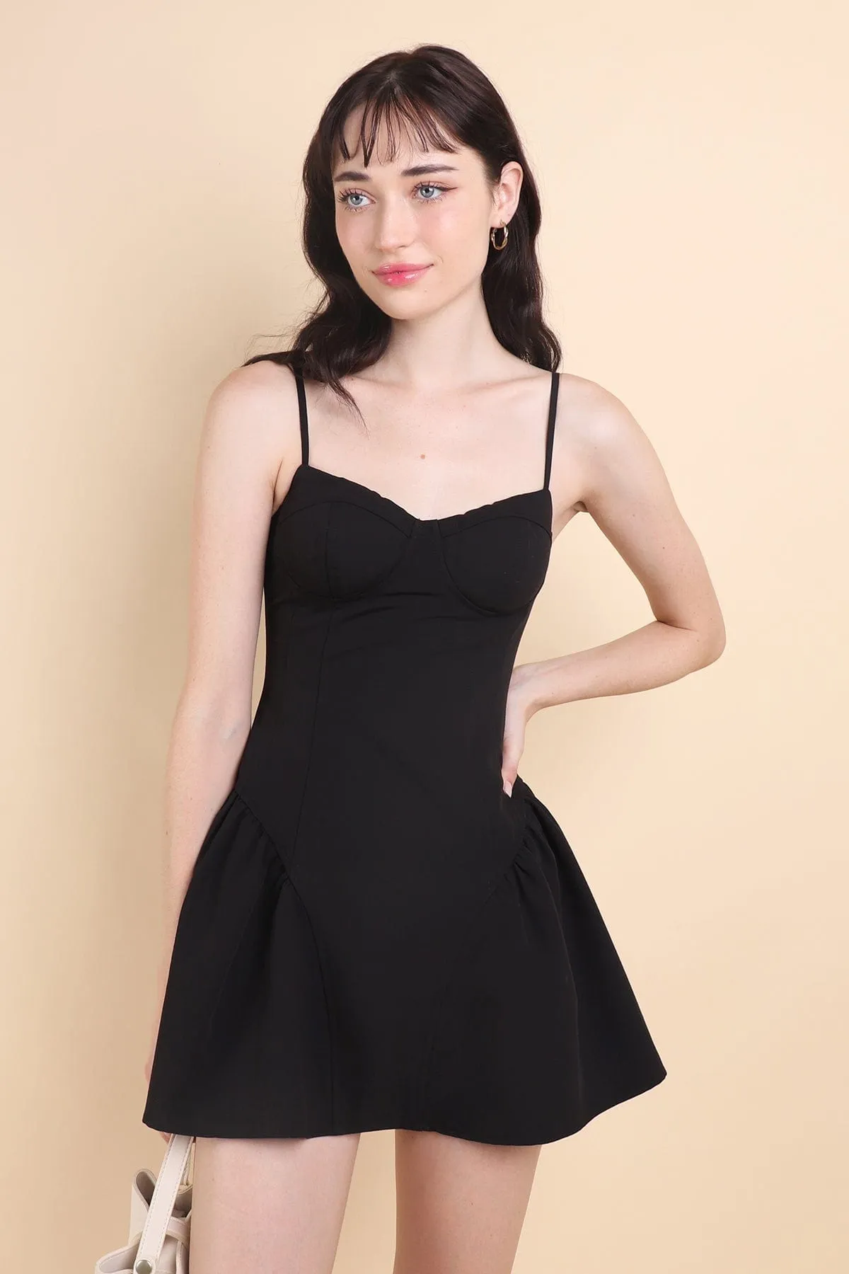 MONA BUSTIER MINI DRESS IN BLACK