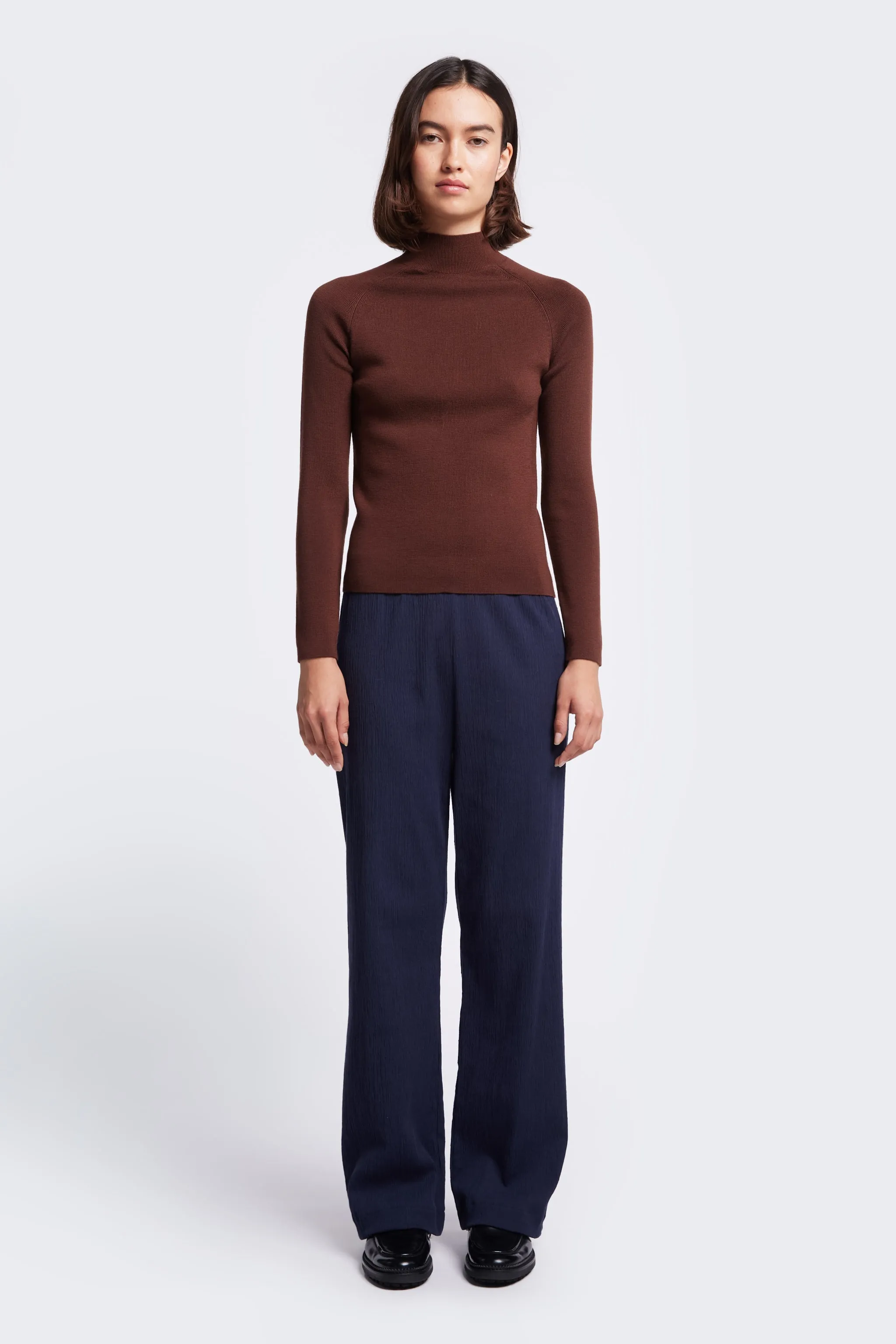 Monument Mock Neck Sweater Brown