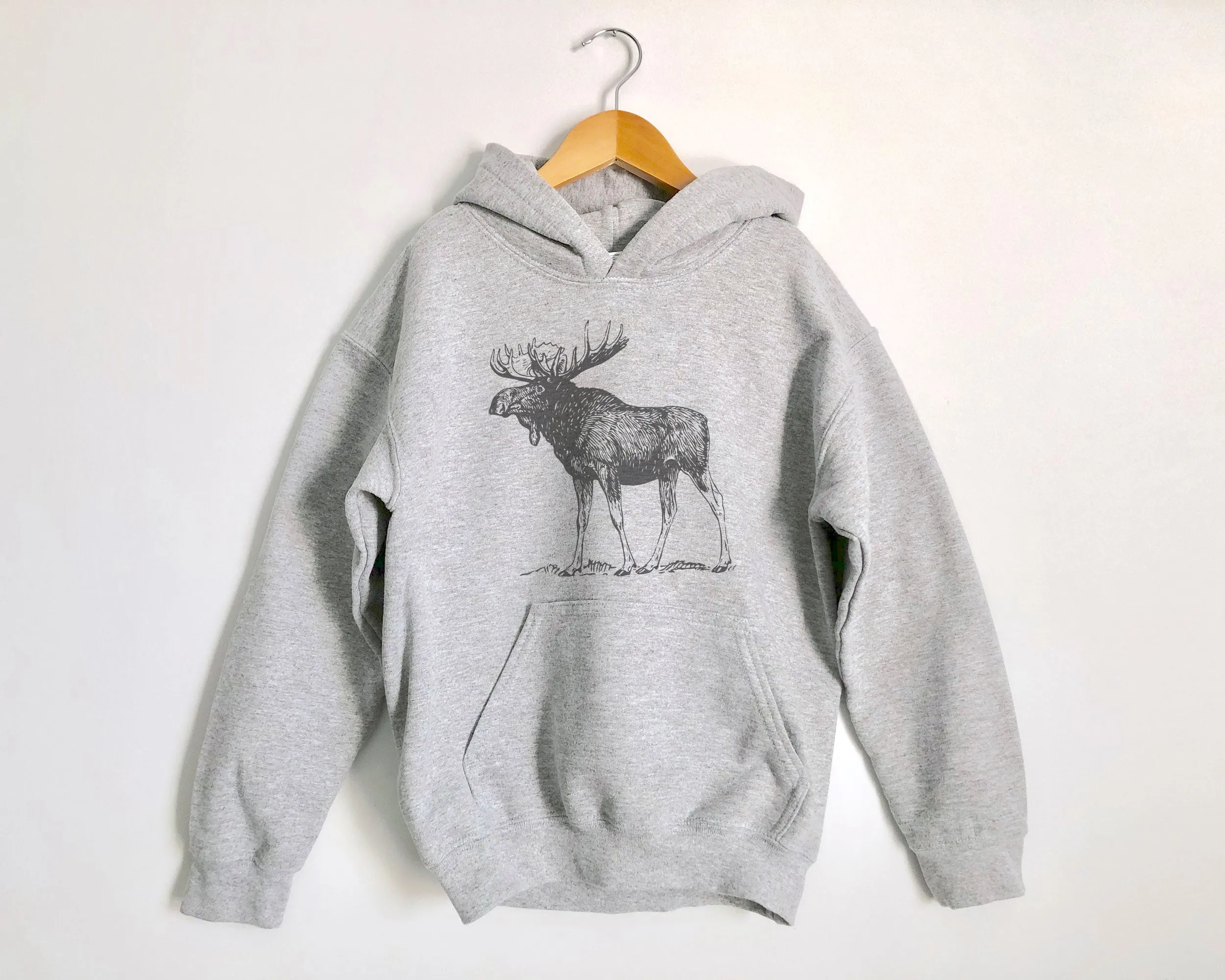 Moose Standing Tall Kids Hoodies