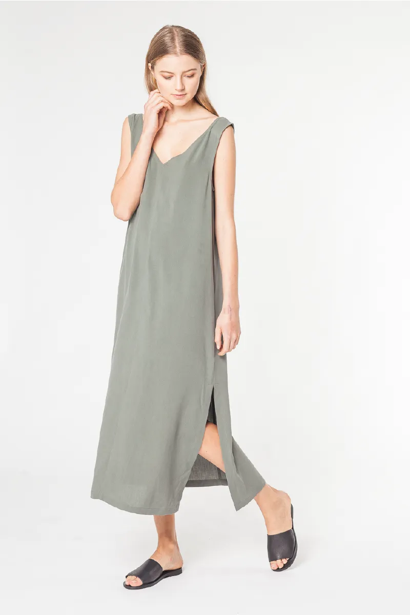 Motion Silk Dress - Olive