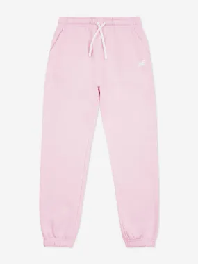 New Balance Girls Brush Back Small Logo Joggers in Pink