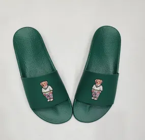 Nwt Polo Ralph Lauren Green Sweater Teddy Bear Slides