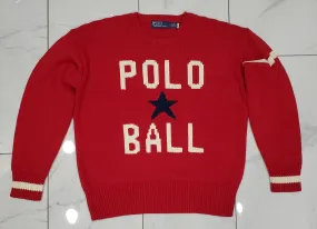 Nwt Polo Ralph Lauren Red Polo Ball Sweater