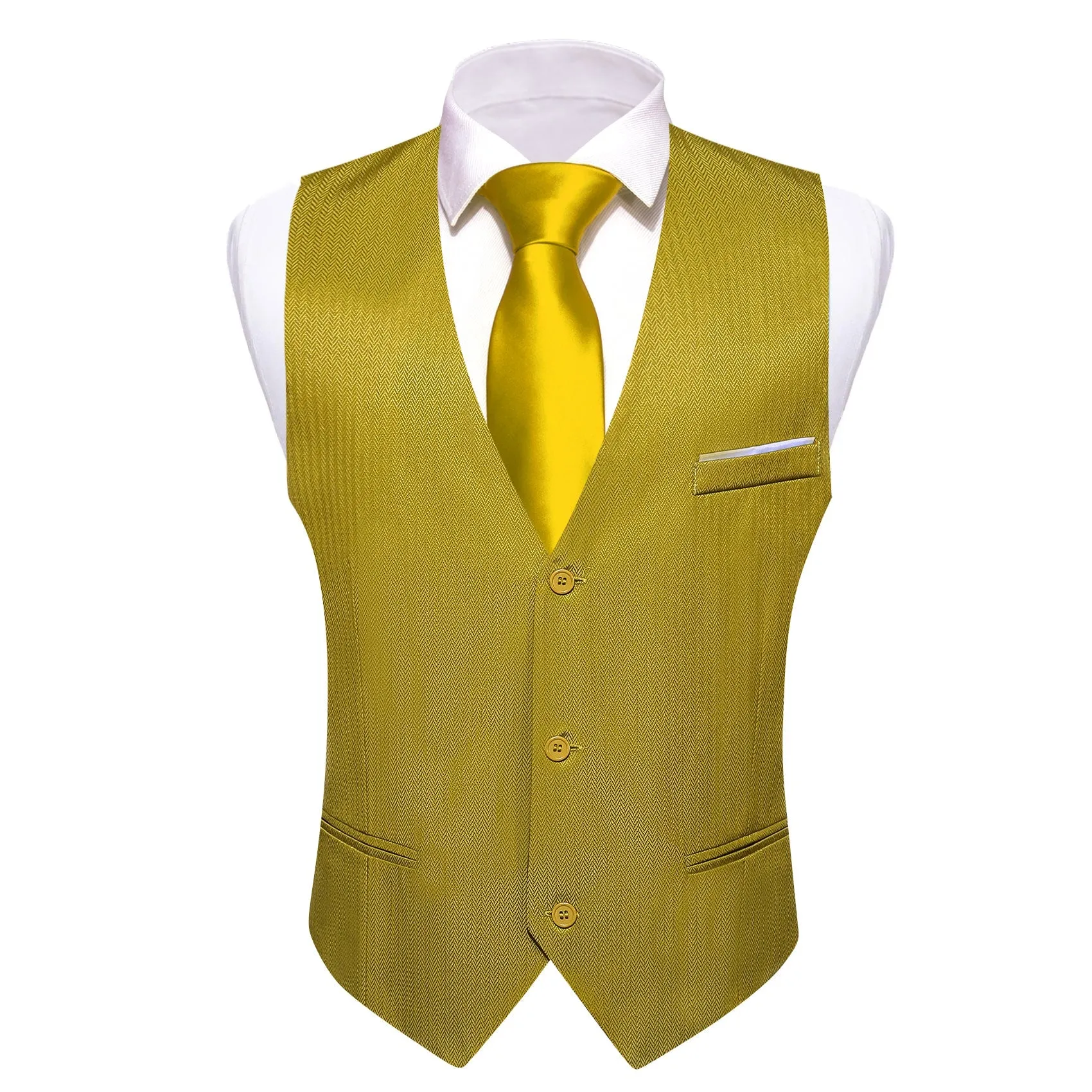 Olive Green Solid Men's V-Neck Business Vest