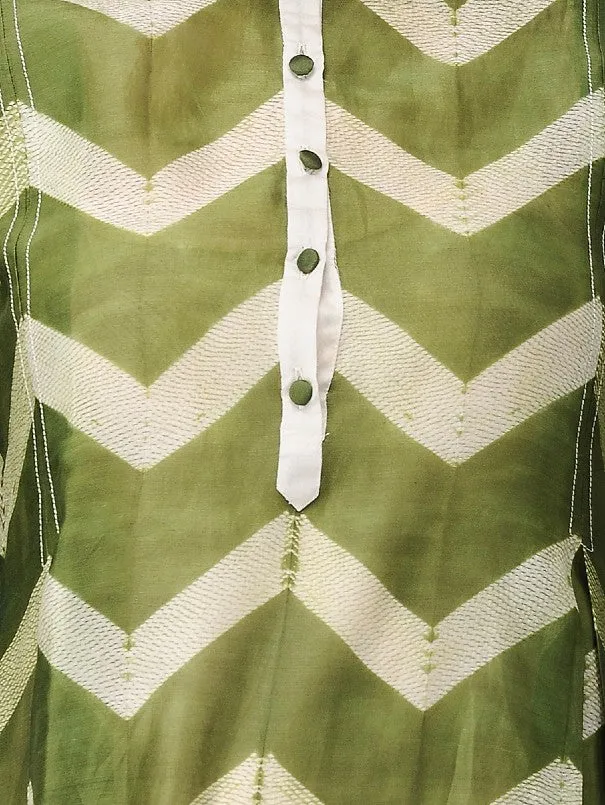 Olive Green Zigzag Shibori Kurta