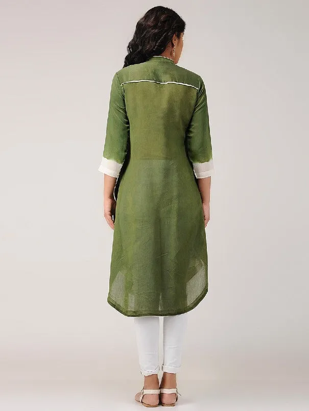 Olive Green Zigzag Shibori Kurta