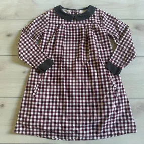 Olive Juice Burgundy Gingham Pocket Collared Dress