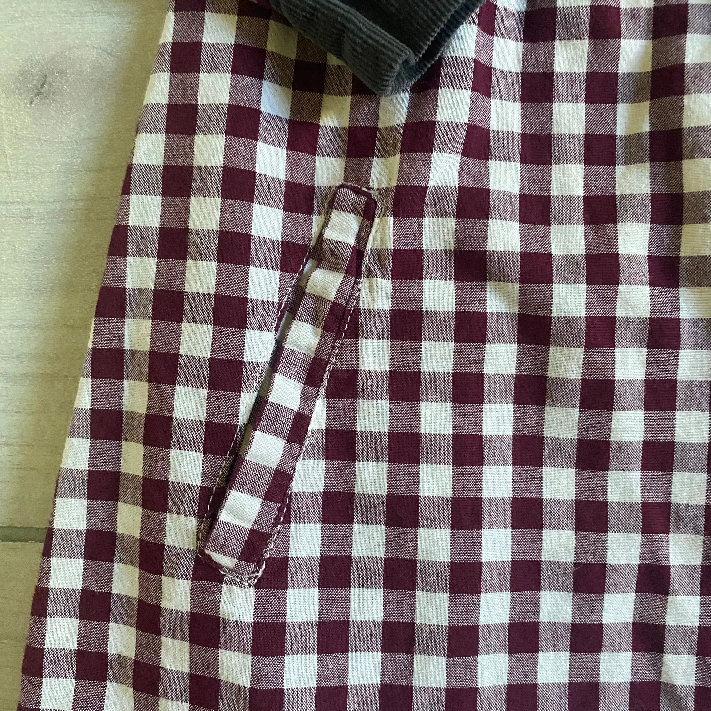 Olive Juice Burgundy Gingham Pocket Collared Dress