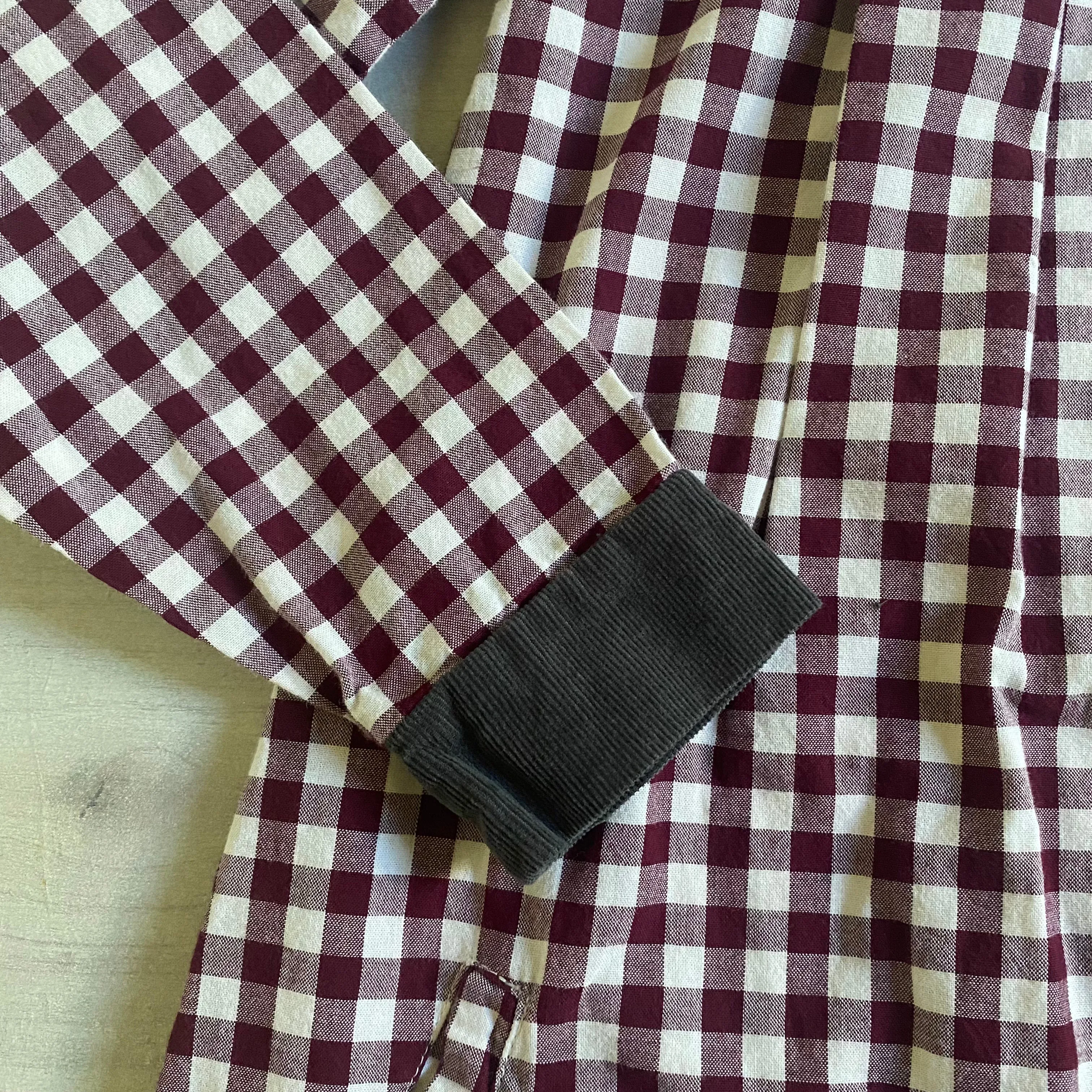 Olive Juice Burgundy Gingham Pocket Collared Dress