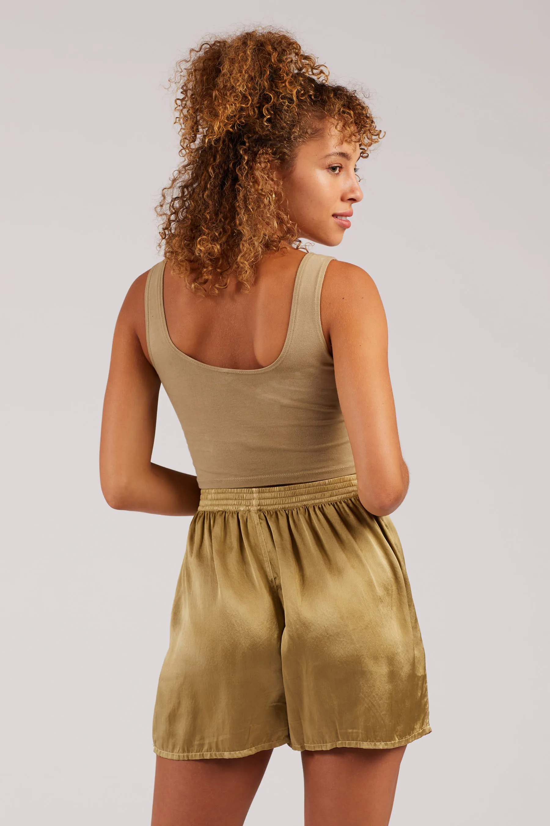 Olive Scoop Neck Crop