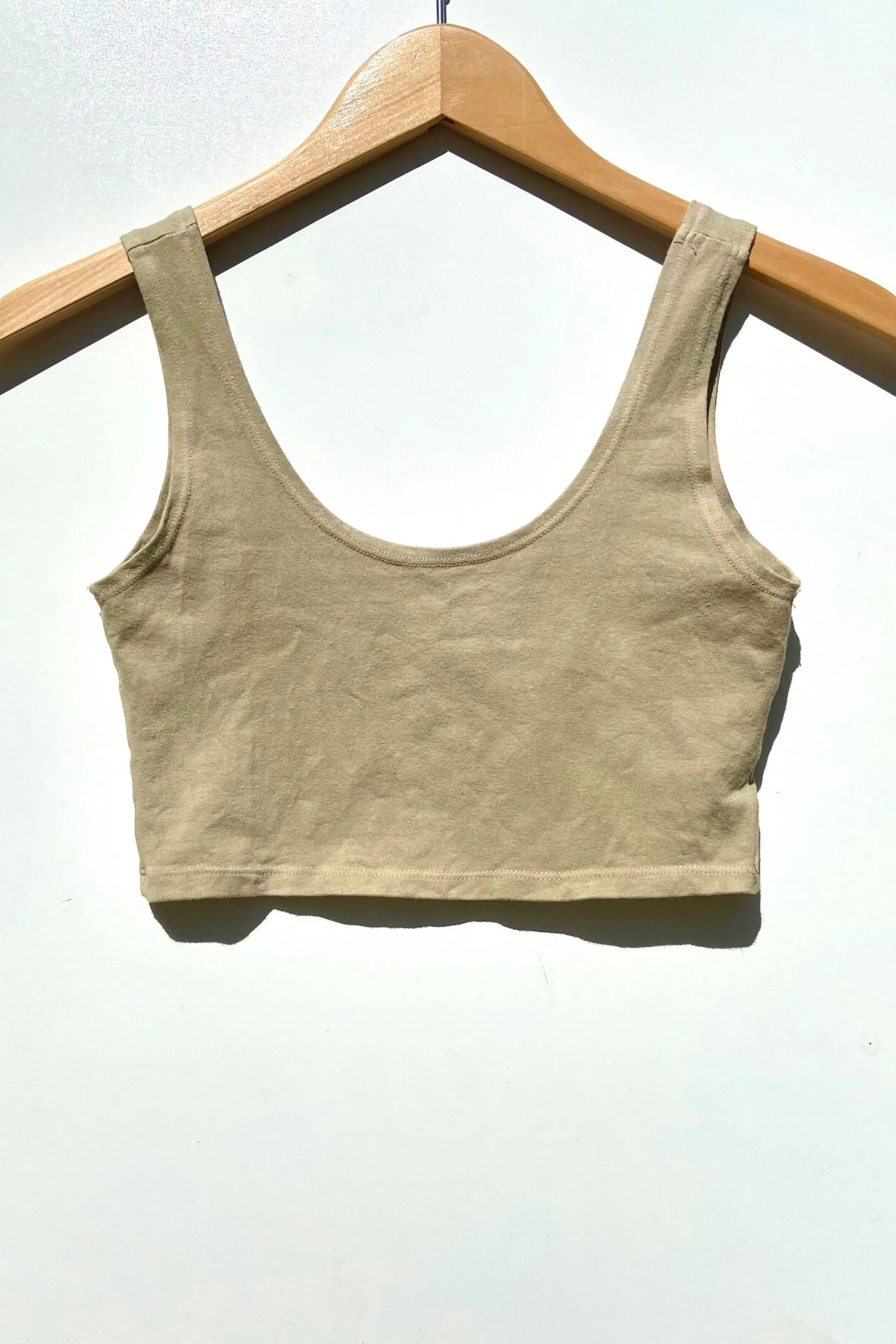 Olive Scoop Neck Crop