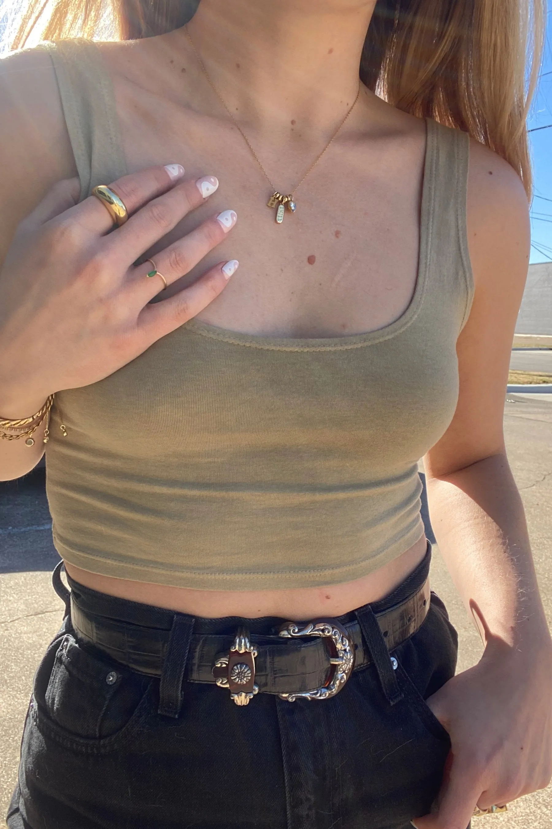 Olive Scoop Neck Crop