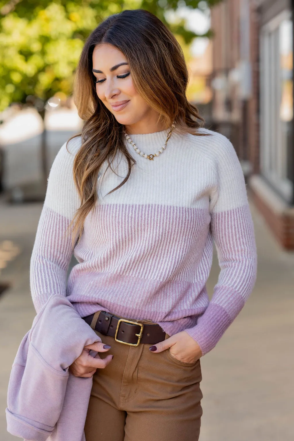 Ombre Ribbed Knit Sweater