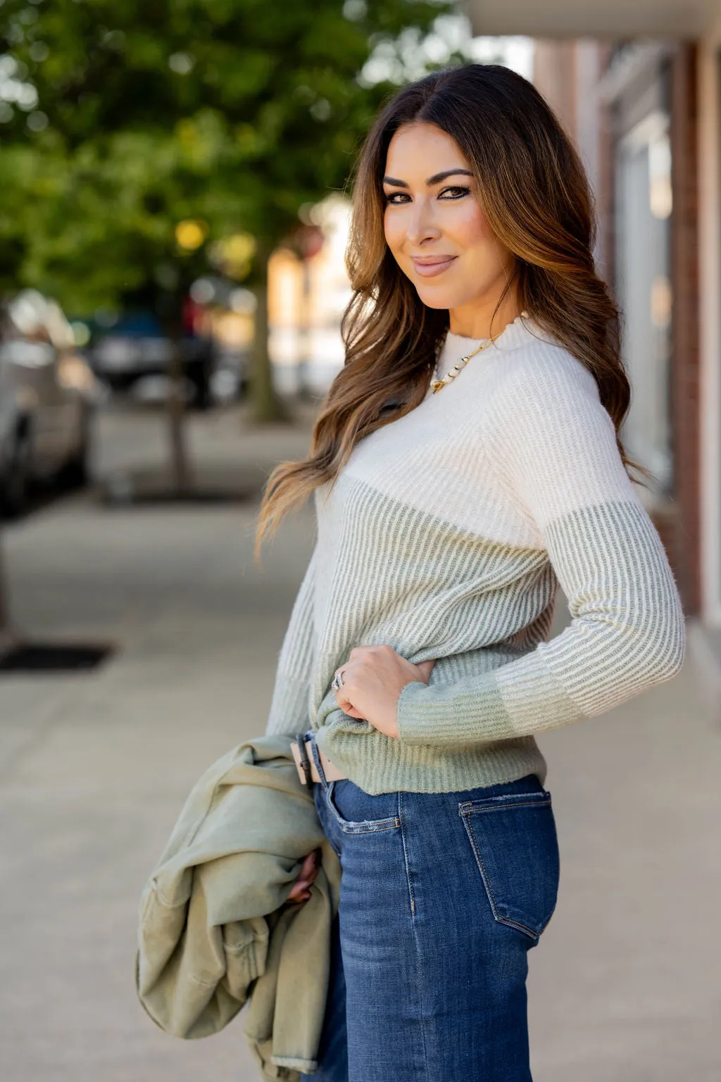 Ombre Ribbed Knit Sweater