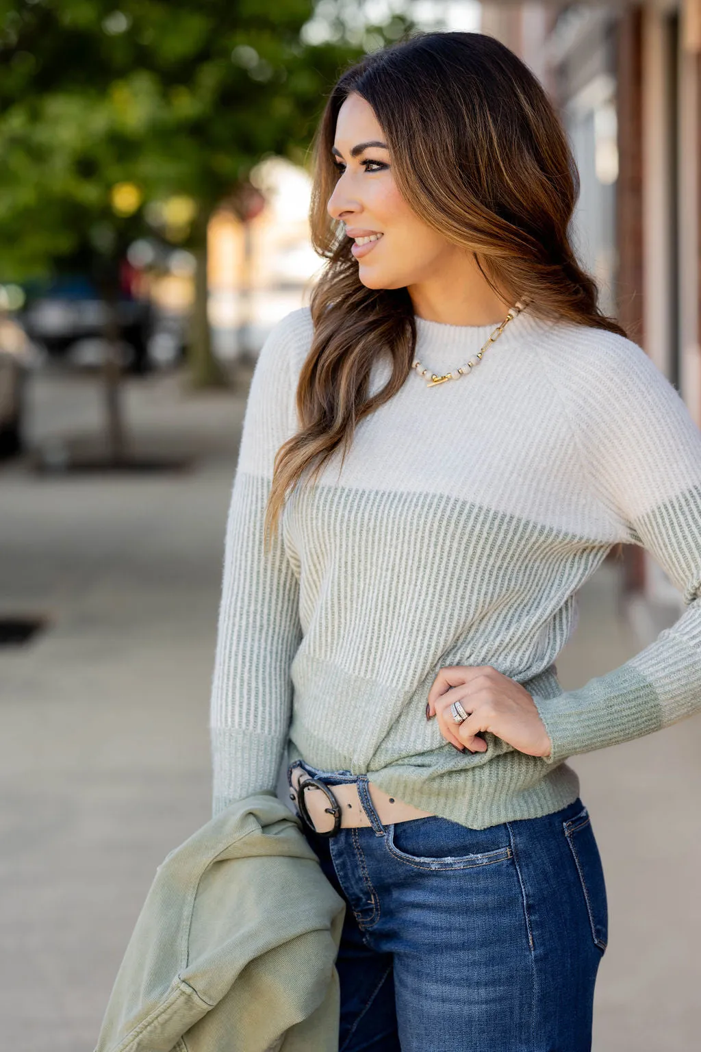 Ombre Ribbed Knit Sweater