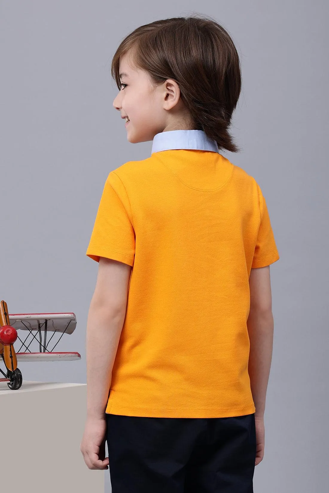 One Friday Boys Yellow Cotton Polo-Tee