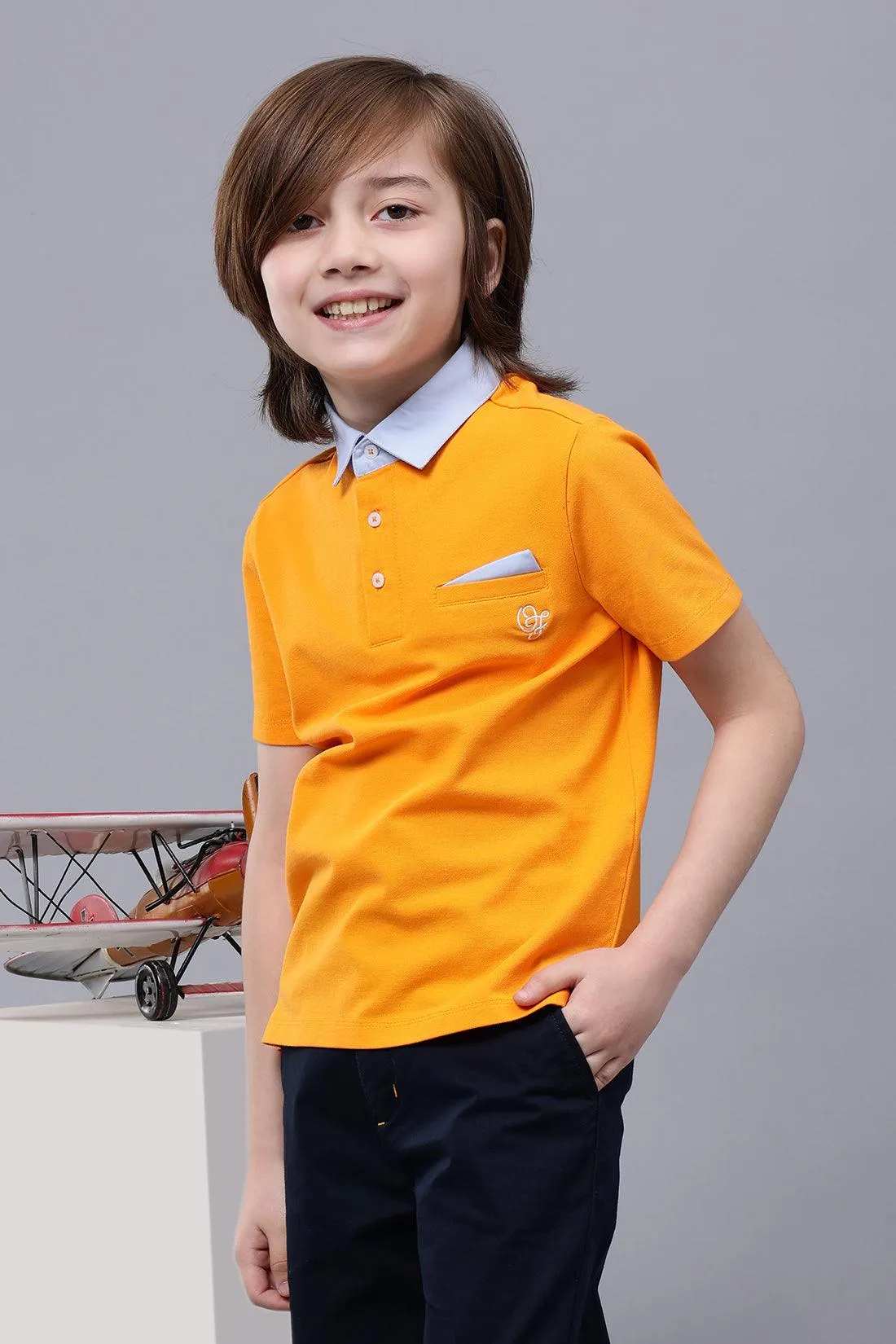 One Friday Boys Yellow Cotton Polo-Tee