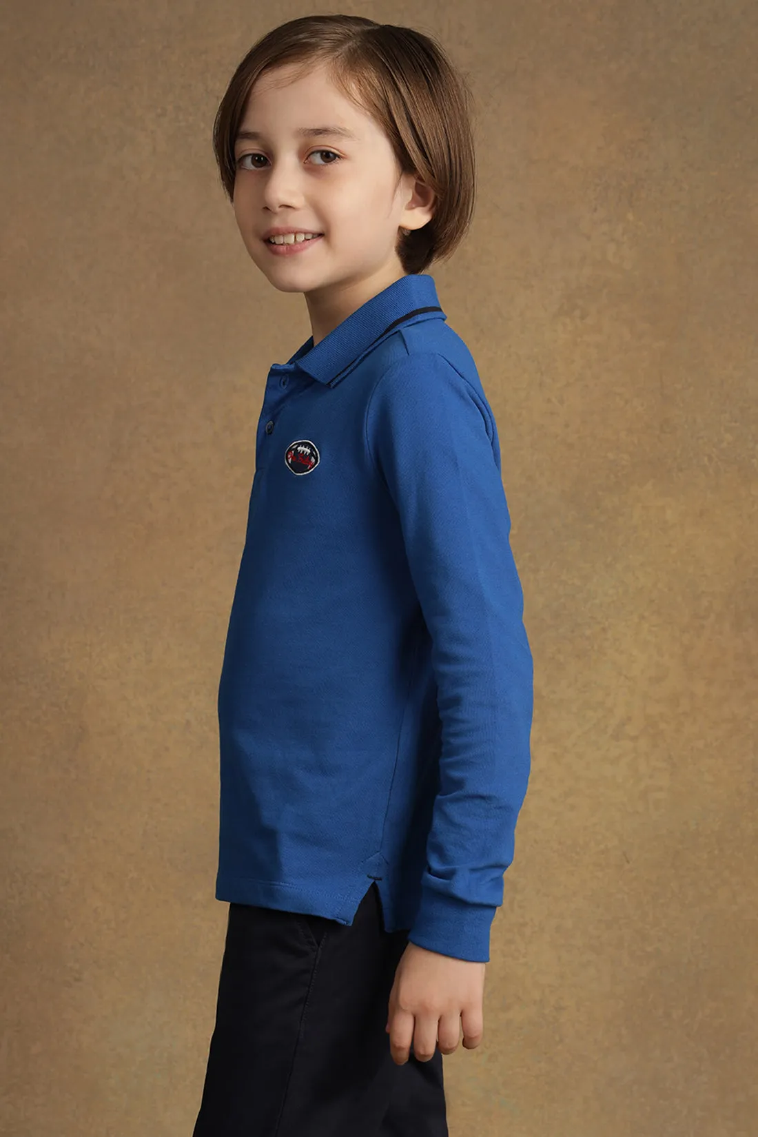 One Friday Kids Boys Blue Full Sleeves Rugby Polo neck T-shirt