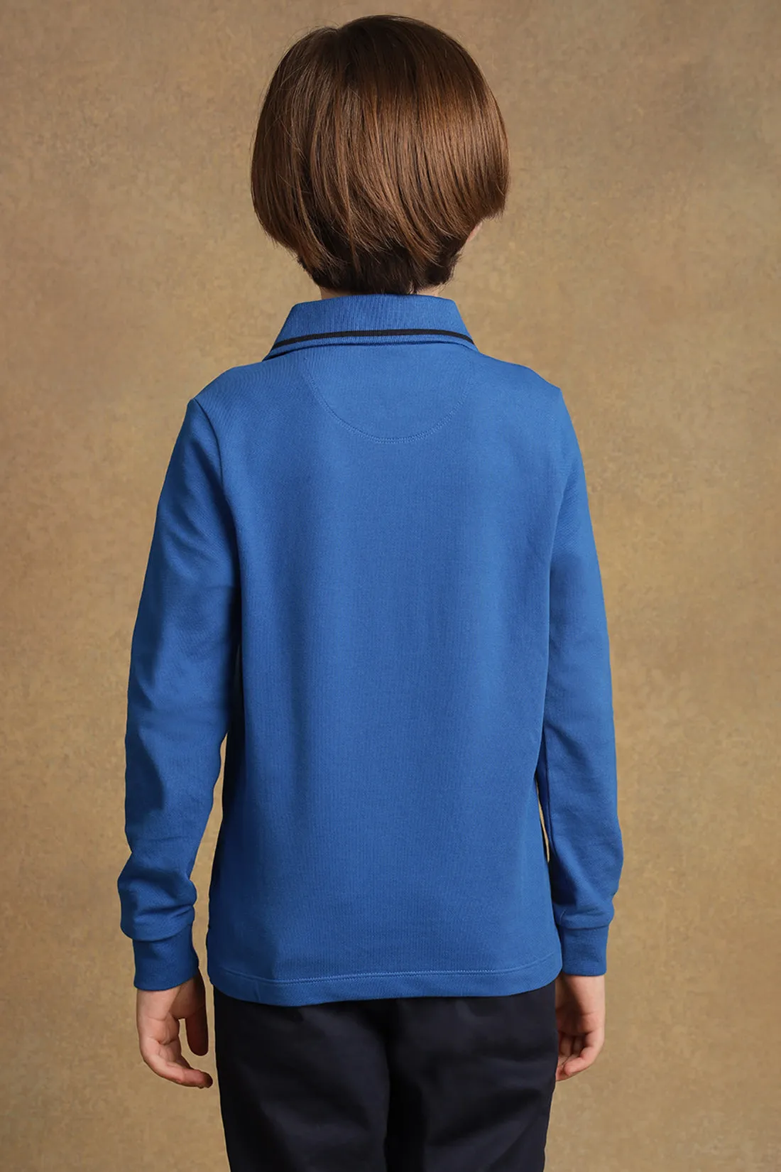 One Friday Kids Boys Blue Full Sleeves Rugby Polo neck T-shirt