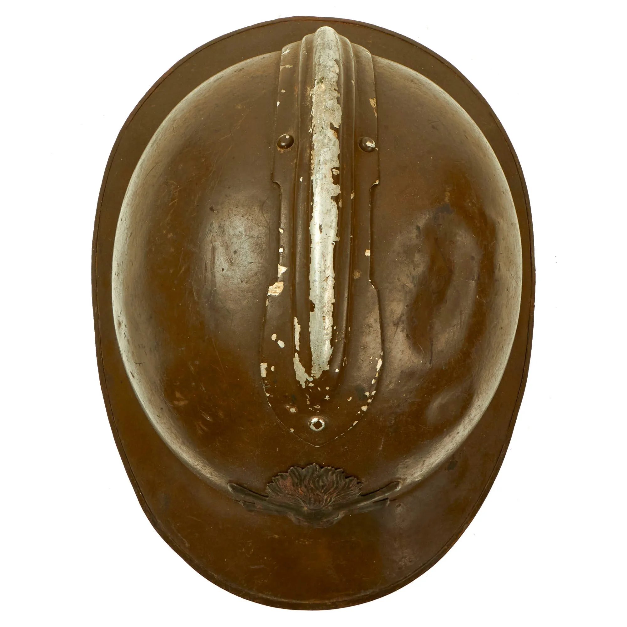 Original French WWII Complete Early Model 1926 Adrian Artillery Helmet with Liner & Chinstrap - Olive Green