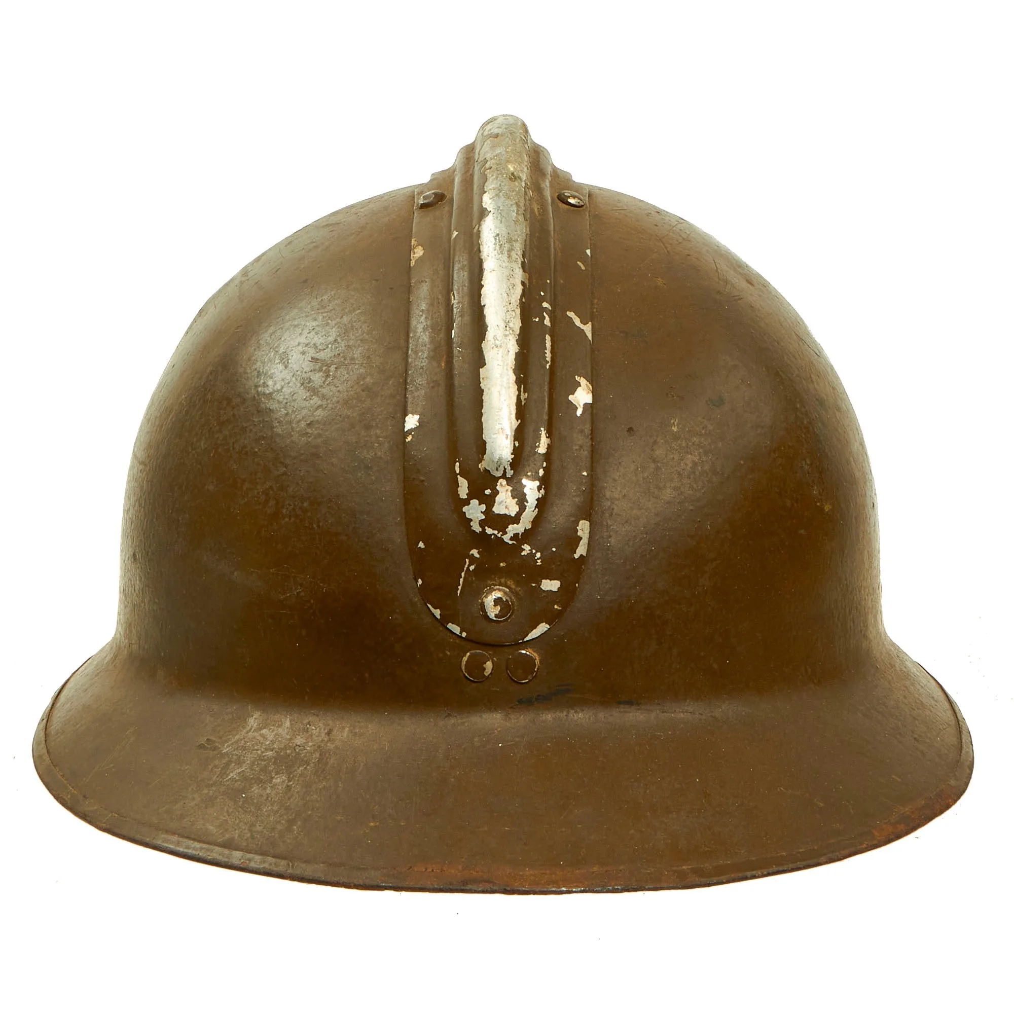 Original French WWII Complete Early Model 1926 Adrian Artillery Helmet with Liner & Chinstrap - Olive Green