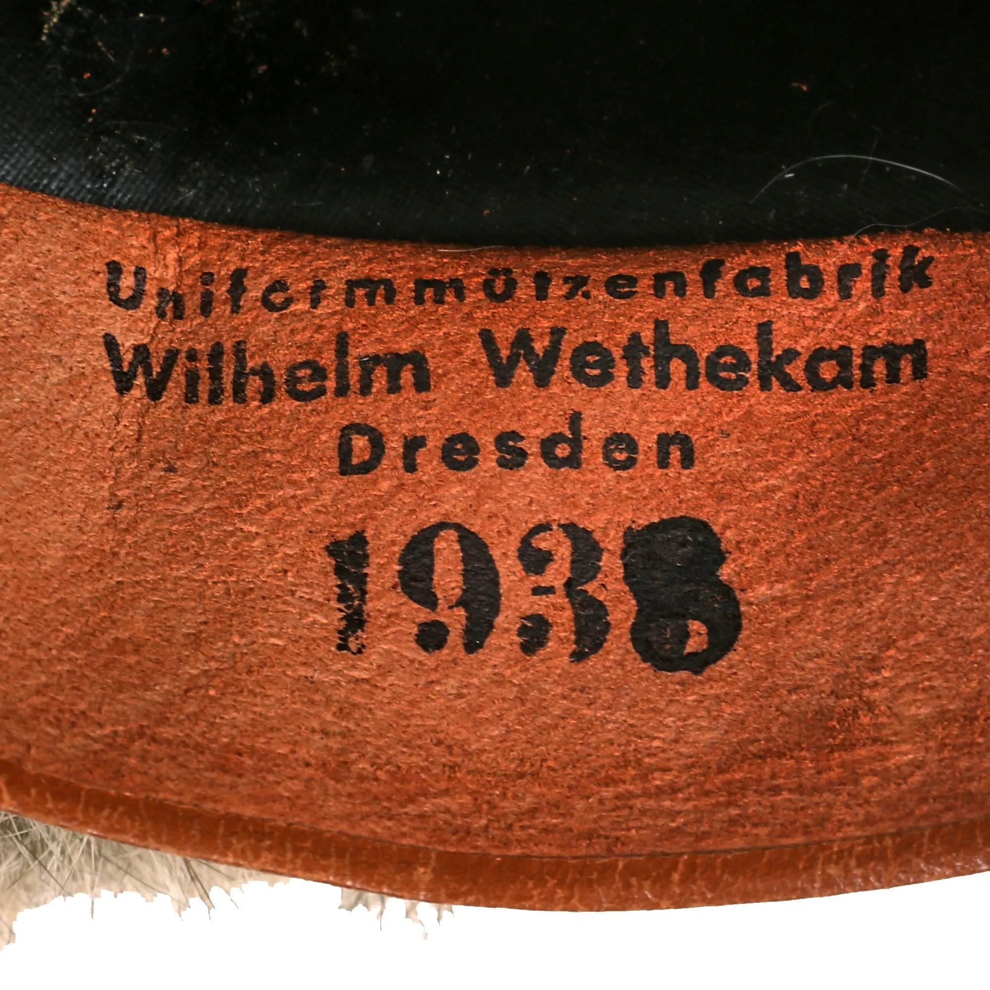 Original Rare German WWII 1938 Dated Winter Fur Schutzmütze Panzer "Beret" Protective Tanker Hat by Wilhelm Wethekam - Russian Front - Size 58