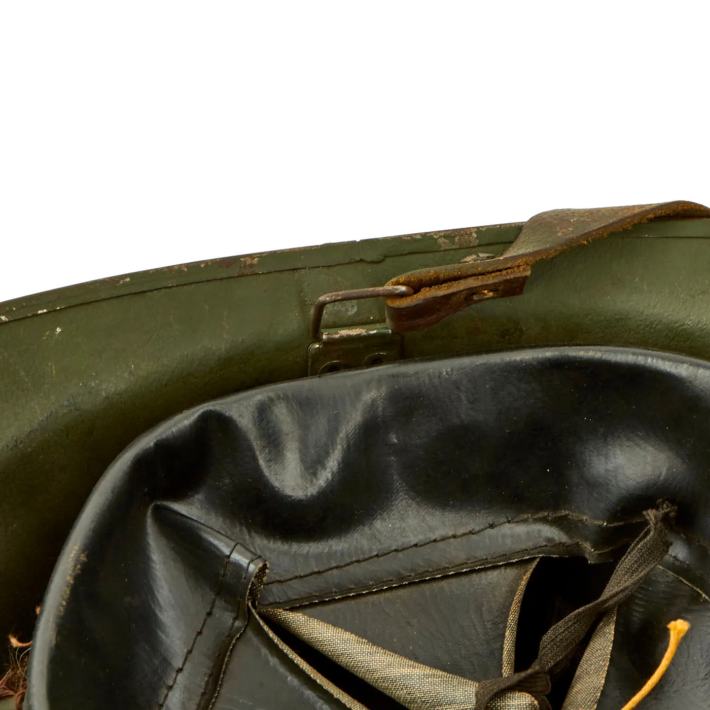 Original WWII French Complete Early Model 1926 Adrian Infantry Helmet with Liner & Chinstrap - Olive Green