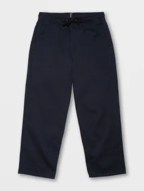 Outer Spaced Solid Elastic Waist Pants - Navy