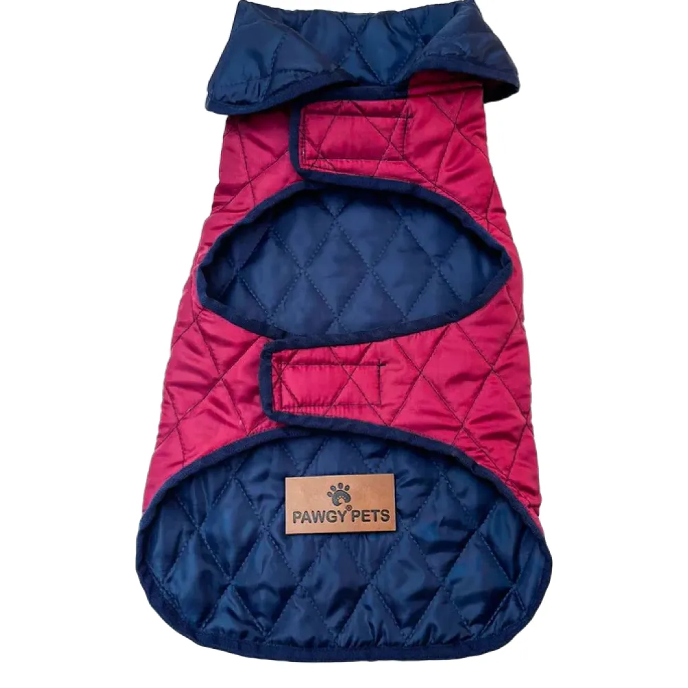 Pawgypets Reversible Quilted Jacket for Dogs and Cats (Navy Blue/Maroon)