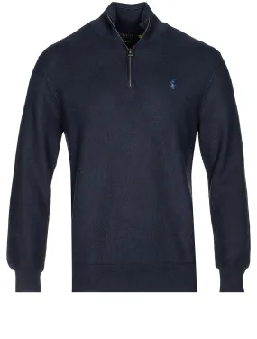 Pima Cotton Texture Half-Zip Navy Heather