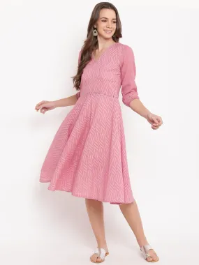 Pink Floral Dobby Lace Dress