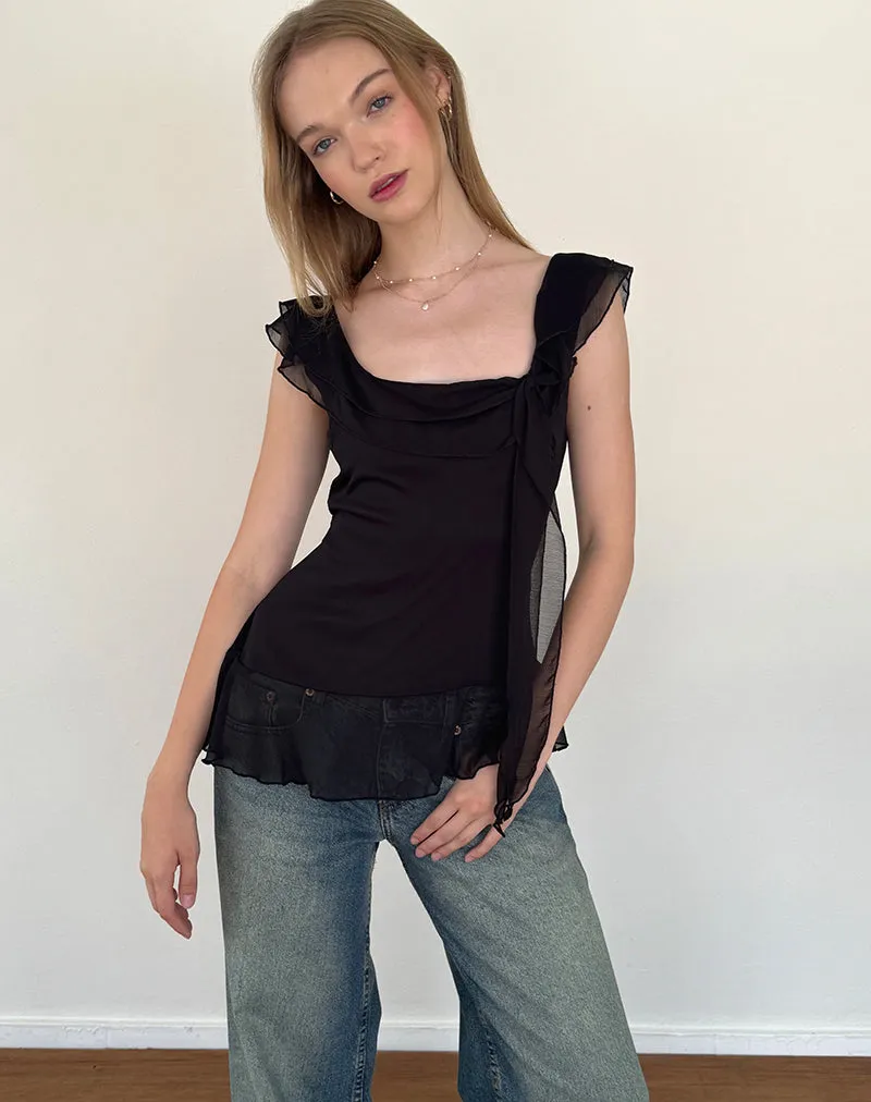 Piro Top in Chiffon Black