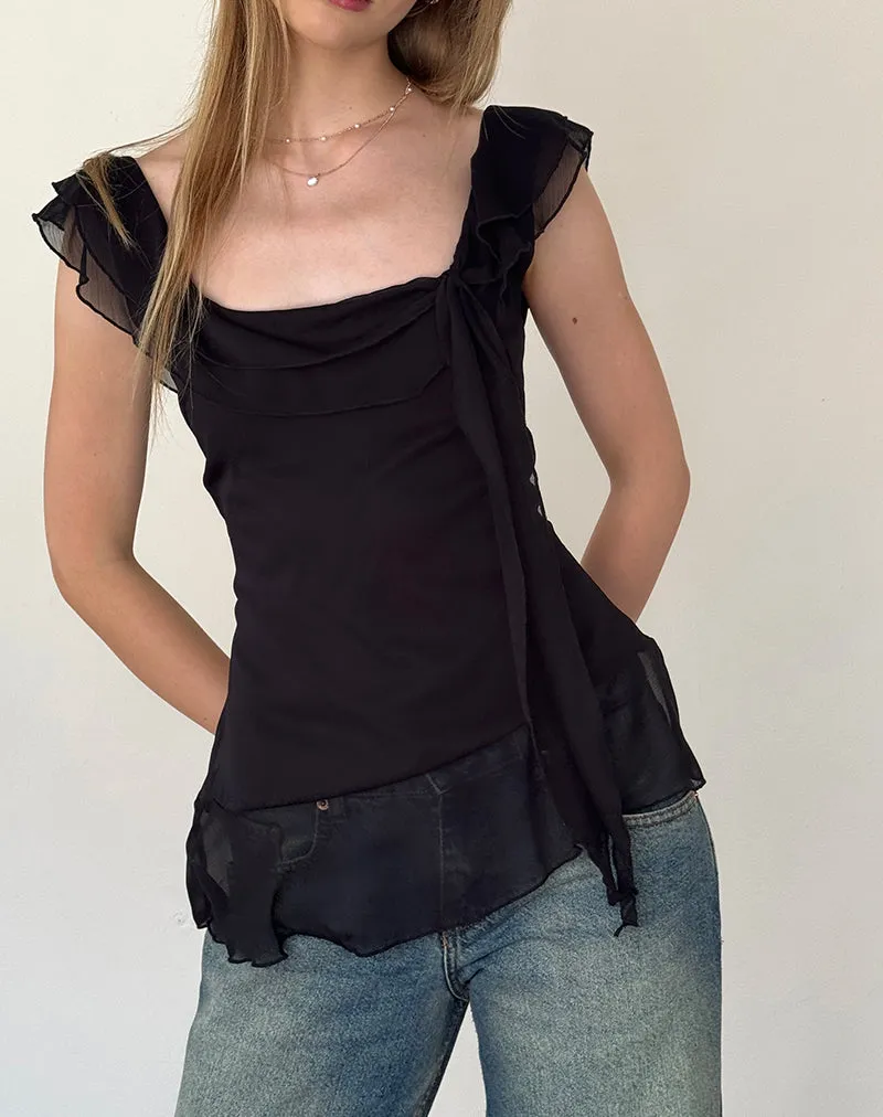 Piro Top in Chiffon Black