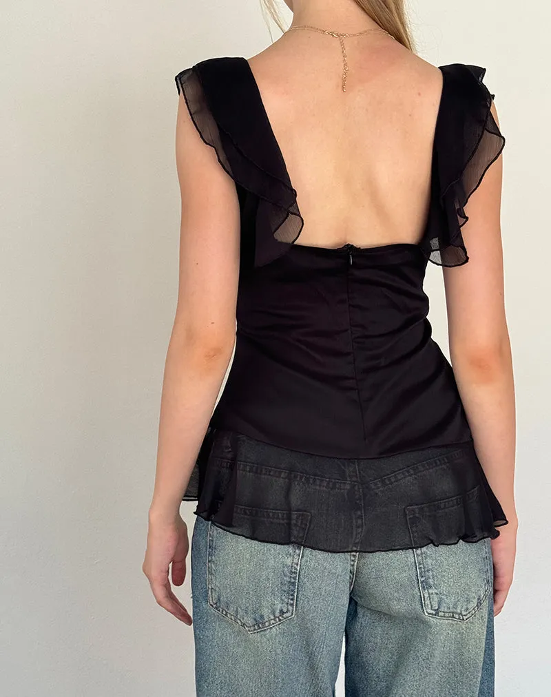 Piro Top in Chiffon Black