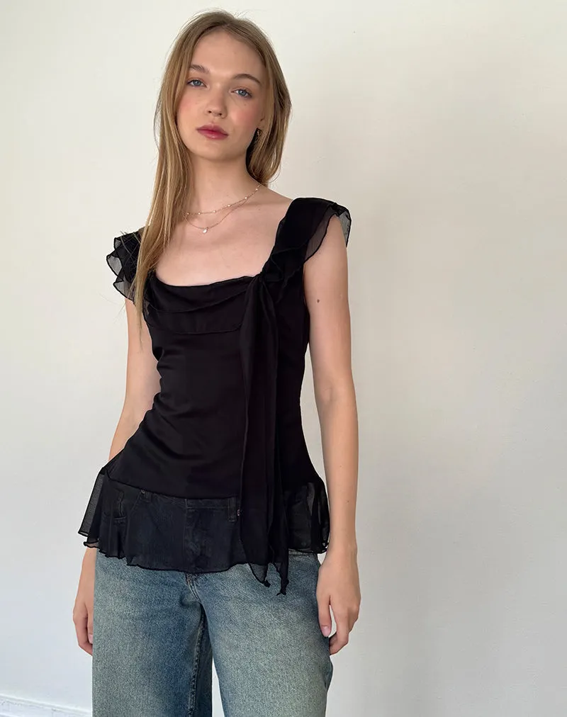 Piro Top in Chiffon Black