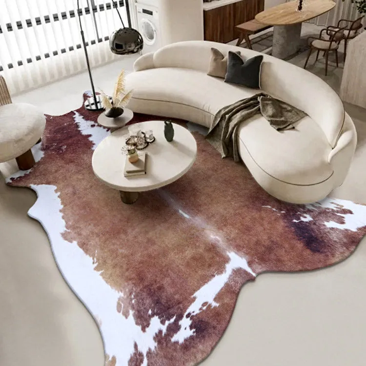 Premium Brown and White Faux Cowhide Rug