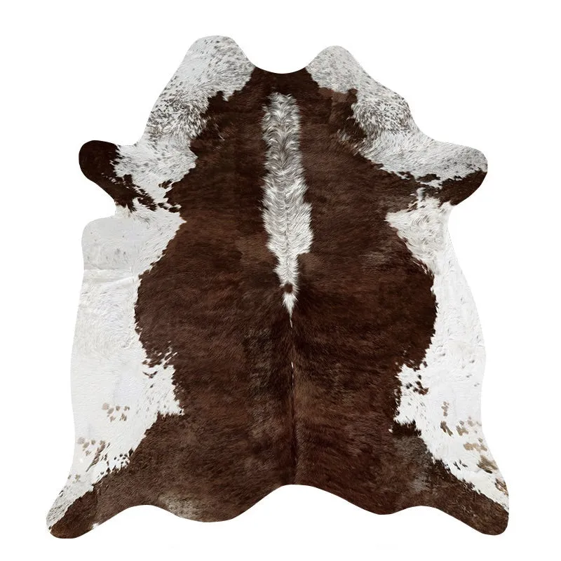 Premium Brown and White Faux Cowhide Rug